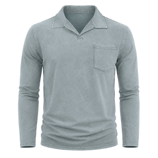 Vintage Washed Long Sleeve Polo Shirt