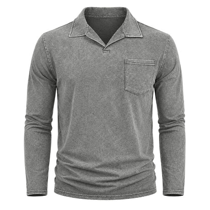 Vintage Washed Long Sleeve Polo Shirt