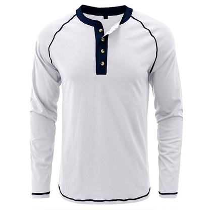 Cotton Henley Collar T-Shirt