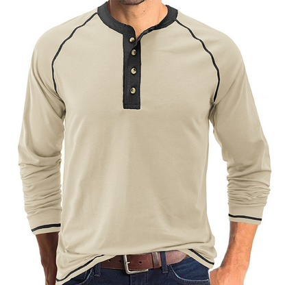 Cotton Henley Collar T-Shirt