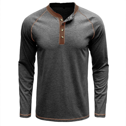 Cotton Henley Collar T-Shirt