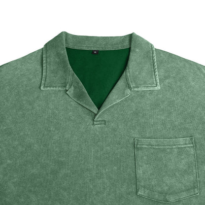 Vintage Washed Long Sleeve Polo Shirt