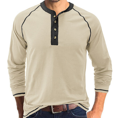 Fashion Cotton Henley Collar T-Shirt