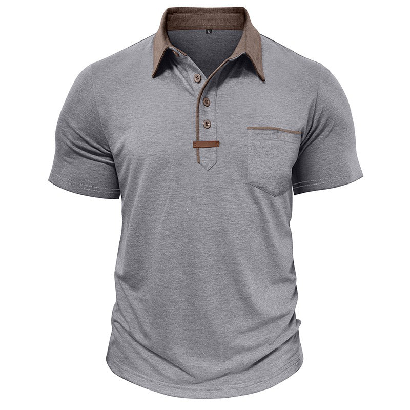 best polo  shirt for men with brown collar and chest pocket
